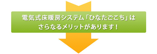 電気式床暖房システム「ひなたごこち」は
さらなるメリットがあります！